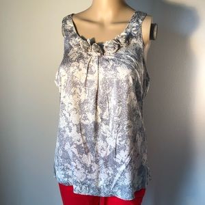 HALOGEN grey/cream print sleeveless blouse...tank
